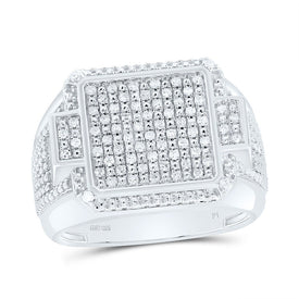 Sterling Silver Diamond Men's Ring 1/3 Cttw - Splendid Jewellery