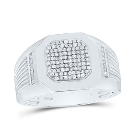 Sterling Silver Diamond Men's Ring 1/3 Cttw - Splendid Jewellery