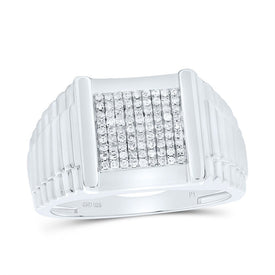 Sterling Silver Diamond Men's Ring 1/3 Cttw - Splendid Jewellery