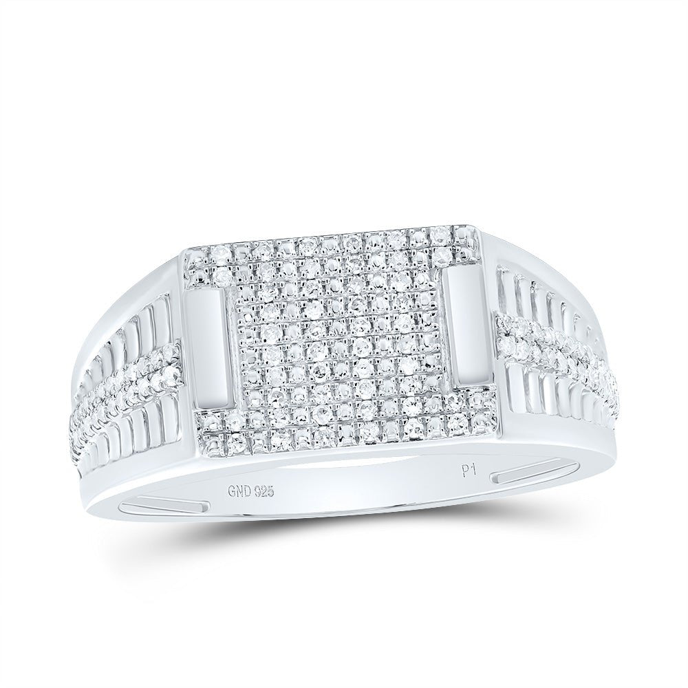 Sterling Silver Diamond Men's Ring 1/3 Cttw - Splendid Jewellery