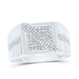 Sterling Silver Diamond Men's Ring 1/3 Cttw - Splendid Jewellery