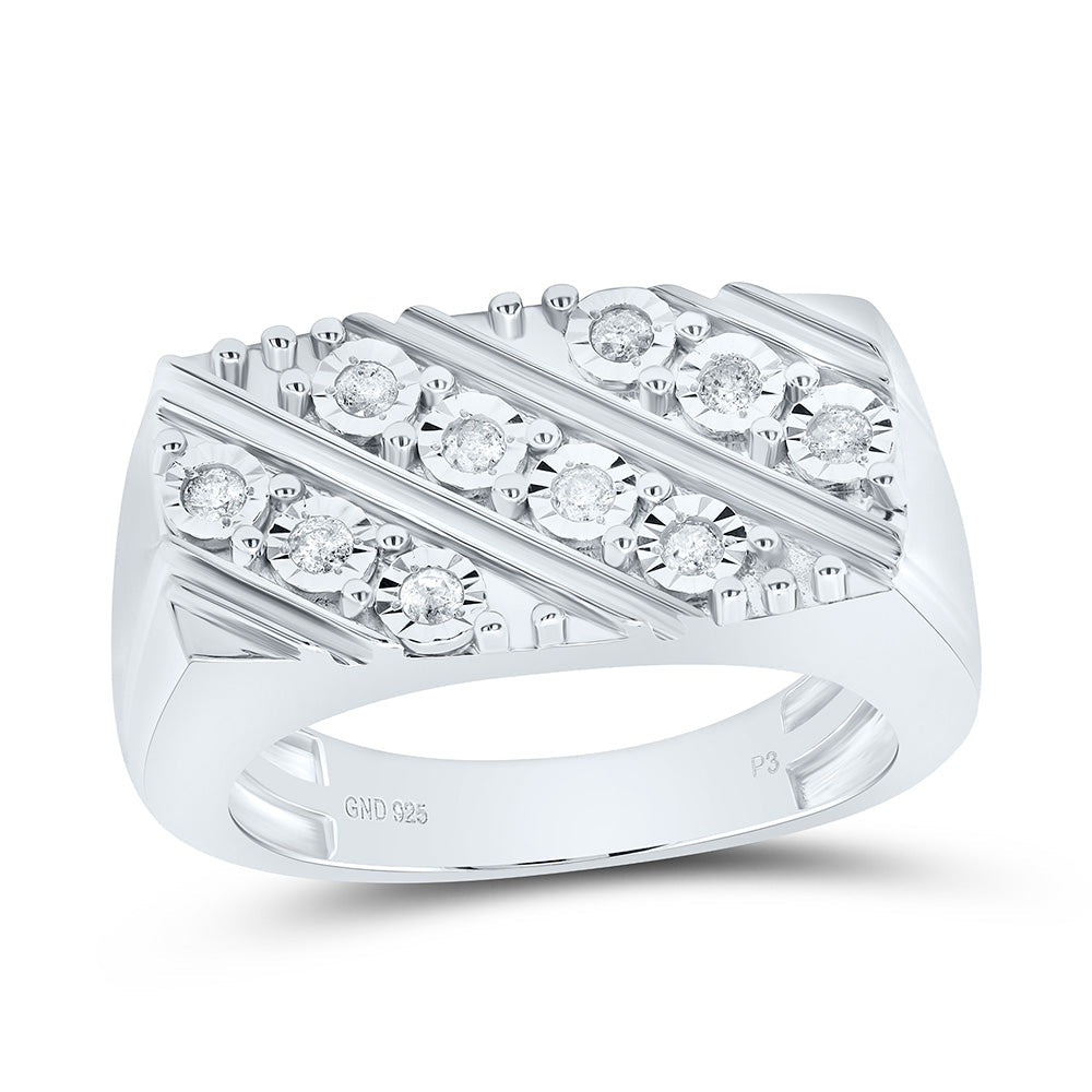 Sterling Silver Diamond Men's Ring 1/4 Cttw - Splendid Jewellery