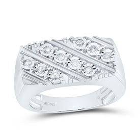 Sterling Silver Diamond Men's Ring 1/4 Cttw - Splendid Jewellery