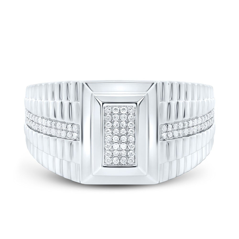 Sterling Silver Diamond Men's Ring 1/4 Cttw - Splendid Jewellery