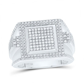 Sterling Silver Diamond Men's Ring 3/8 Cttw - Splendid Jewellery