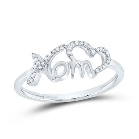Sterling Silver Diamond Mom Heart Ring 1/10 Cttw - Splendid Jewellery
