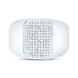 Sterling Silver Diamond Octagon Men's Ring 1/2 Cttw - Splendid Jewellery
