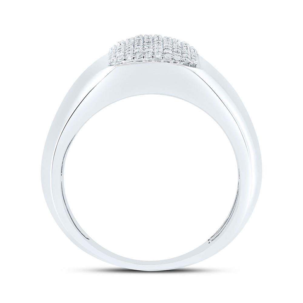 Sterling Silver Diamond Octagon Men's Ring 1/2 Cttw - Splendid Jewellery