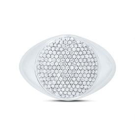 Sterling Silver Diamond Oval Men's Ring 5/8 Cttw - Splendid Jewellery