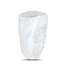 Sterling Silver Diamond Oval Men's Ring 5/8 Cttw - Splendid Jewellery
