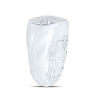 Sterling Silver Diamond Oval Men's Ring 5/8 Cttw - Splendid Jewellery