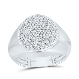 Sterling Silver Diamond Oval Men's Ring 5/8 Cttw - Splendid Jewellery