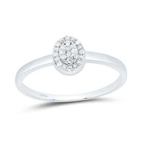 Sterling Silver Diamond Oval Ring 1/20 Cttw - Splendid Jewellery