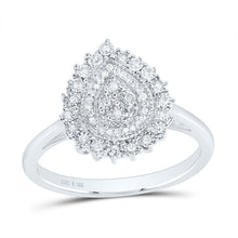 Load image into Gallery viewer, Sterling Silver Diamond Pear Ring 1/8 Cttw - Splendid Jewellery