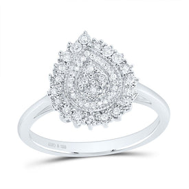 Sterling Silver Diamond Pear Ring 1/8 Cttw - Splendid Jewellery