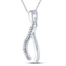 Load image into Gallery viewer, Sterling Silver Diamond Wishbone Pendant | Symbol of Luck and Elegance  Side View from Splendid Jewellery