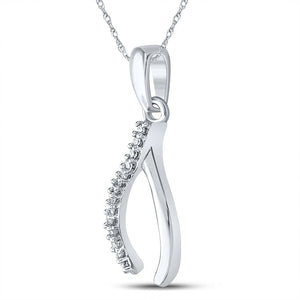 Sterling Silver Diamond Wishbone Pendant | Symbol of Luck and Elegance - Splendid Jewellery