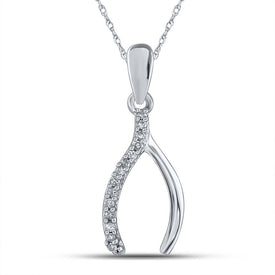 Sterling Silver Diamond Wishbone Pendant | Symbol of Luck and Elegance  Top View from Splendid Jewellery