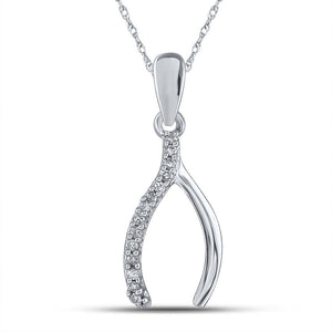 Sterling Silver Diamond Wishbone Pendant | Symbol of Luck and Elegance - Splendid Jewellery