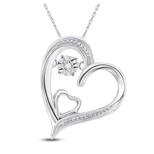 Load image into Gallery viewer, Sterling Silver Double Heart Diamond Pendant | Moving Love Symbol Necklace - Splendid Jewellery