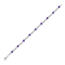 Load image into Gallery viewer, Sterling Silver Heart-Shaped Amethyst Bracelet - Radiant Love Collection  Side View from Splendid Jewellery