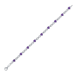 Sterling Silver Heart - Shaped Amethyst Bracelet - Radiant Love Collection - Splendid Jewellery