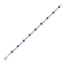 Load image into Gallery viewer, Sterling Silver Heart - Shaped Amethyst Bracelet - Radiant Love Collection - Splendid Jewellery