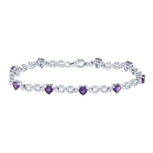 Load image into Gallery viewer, Sterling Silver Heart-Shaped Amethyst Bracelet - Radiant Love Collection  Top View from Splendid Jewellery