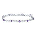 Sterling Silver Heart-Shaped Amethyst Bracelet - Radiant Love Collection  Top View from Splendid Jewellery