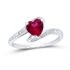 Sterling Silver Heart Synthetic Ruby Solitaire Ring 0.01 Cttw - Splendid Jewellery