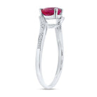 Sterling Silver Heart Synthetic Ruby Solitaire Ring 0.01 Cttw - Splendid Jewellery