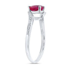 Sterling Silver Heart Synthetic Ruby Solitaire Ring 0.01 Cttw - Splendid Jewellery