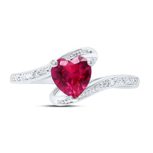 Load image into Gallery viewer, Sterling Silver Heart Synthetic Ruby Solitaire Ring 0.01 Cttw - Splendid Jewellery