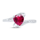 Sterling Silver Heart Synthetic Ruby Solitaire Ring 0.01 Cttw - Splendid Jewellery