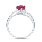 Sterling Silver Heart Synthetic Ruby Solitaire Ring 0.01 Cttw - Splendid Jewellery