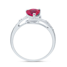 Load image into Gallery viewer, Sterling Silver Heart Synthetic Ruby Solitaire Ring 0.01 Cttw - Splendid Jewellery