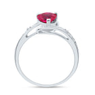 Sterling Silver Heart Synthetic Ruby Solitaire Ring 0.01 Cttw - Splendid Jewellery