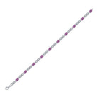 Sterling Silver Pink Sapphire Oval Fashion Bracelet - 3 - 7/8 Cttw - Splendid Jewellery
