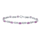 Sterling Silver Pink Sapphire Oval Fashion Bracelet - 3-7/8 Cttw  Top View from Splendid Jewellery