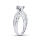 Sterling Silver Princess Diamond Cluster Bridal Wedding Engagement Ring 1/2 Cttw - Splendid Jewellery