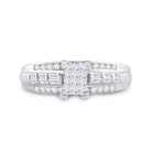 Sterling Silver Princess Diamond Cluster Bridal Wedding Engagement Ring 1/2 Cttw - Splendid Jewellery