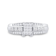 Load image into Gallery viewer, Sterling Silver Princess Diamond Cluster Bridal Wedding Engagement Ring 1/2 Cttw - Splendid Jewellery