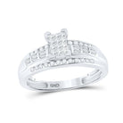Sterling Silver Princess Diamond Cluster Bridal Wedding Engagement Ring 1/2 Cttw - Splendid Jewellery