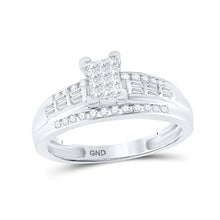 Load image into Gallery viewer, Sterling Silver Princess Diamond Cluster Bridal Wedding Engagement Ring 1/2 Cttw - Splendid Jewellery
