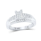 Sterling Silver Princess Diamond Cluster Bridal Wedding Engagement Ring 1/2 Cttw - Splendid Jewellery