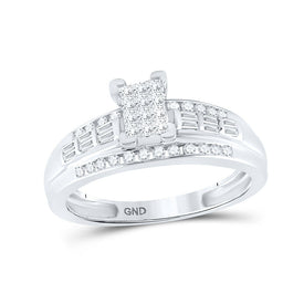Sterling Silver Princess Diamond Cluster Bridal Wedding Engagement Ring 1/2 Cttw - Splendid Jewellery