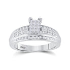 Sterling Silver Princess Diamond Cluster Bridal Wedding Engagement Ring 1/2 Cttw - Splendid Jewellery