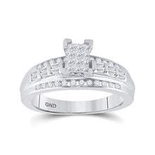 Load image into Gallery viewer, Sterling Silver Princess Diamond Cluster Bridal Wedding Engagement Ring 1/2 Cttw - Splendid Jewellery