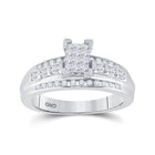 Sterling Silver Princess Diamond Cluster Bridal Wedding Engagement Ring 1/2 Cttw - Splendid Jewellery