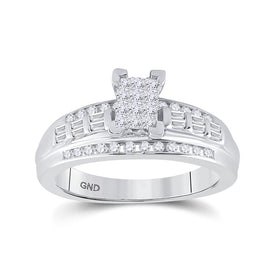 Sterling Silver Princess Diamond Cluster Bridal Wedding Engagement Ring 1/2 Cttw - Splendid Jewellery